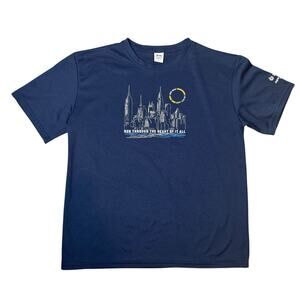 2010 NYRR Half Marathon Shirt Mens Large Blue Moisture Wicking Running Tee NYC